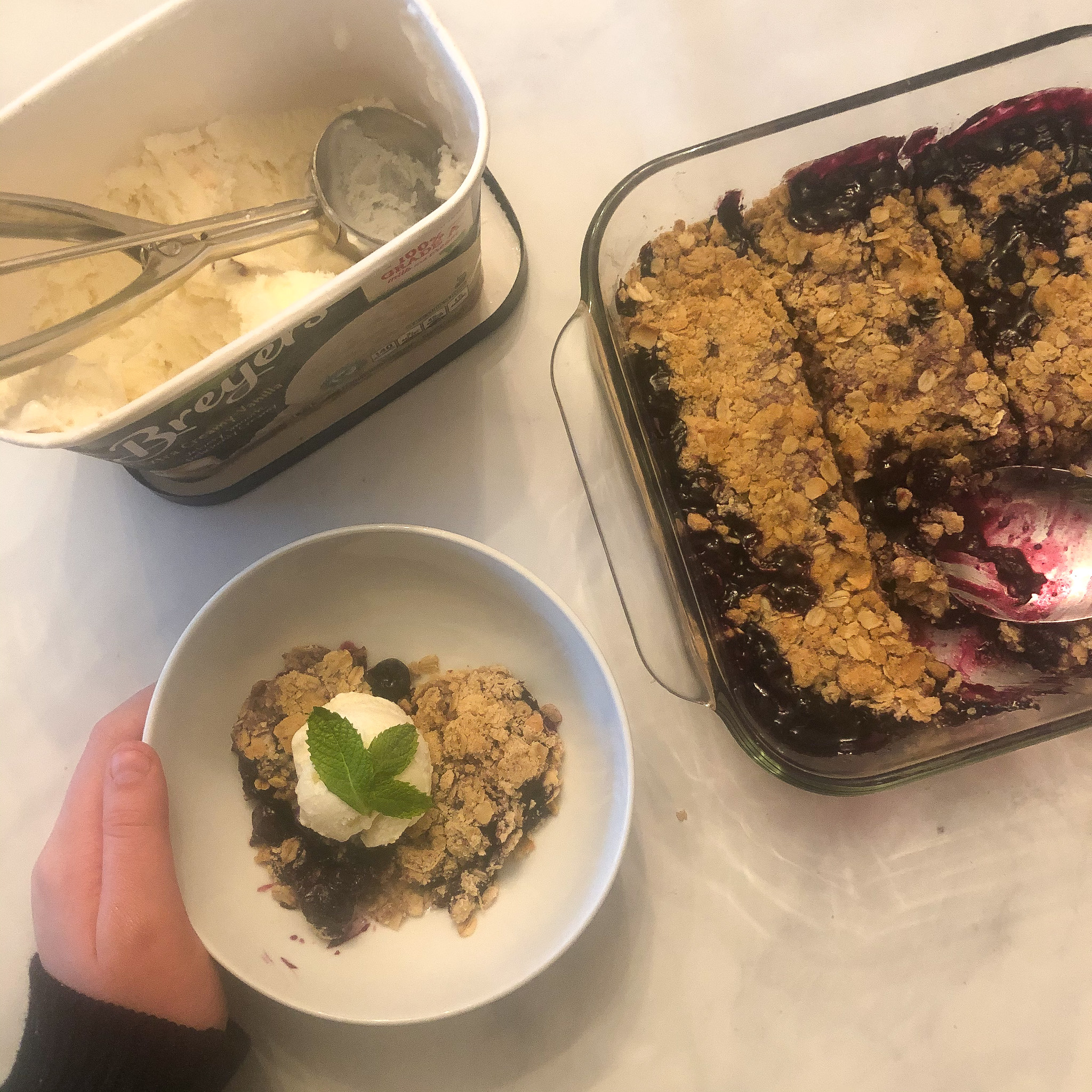 finished blueberry and oat gluten free crumble
