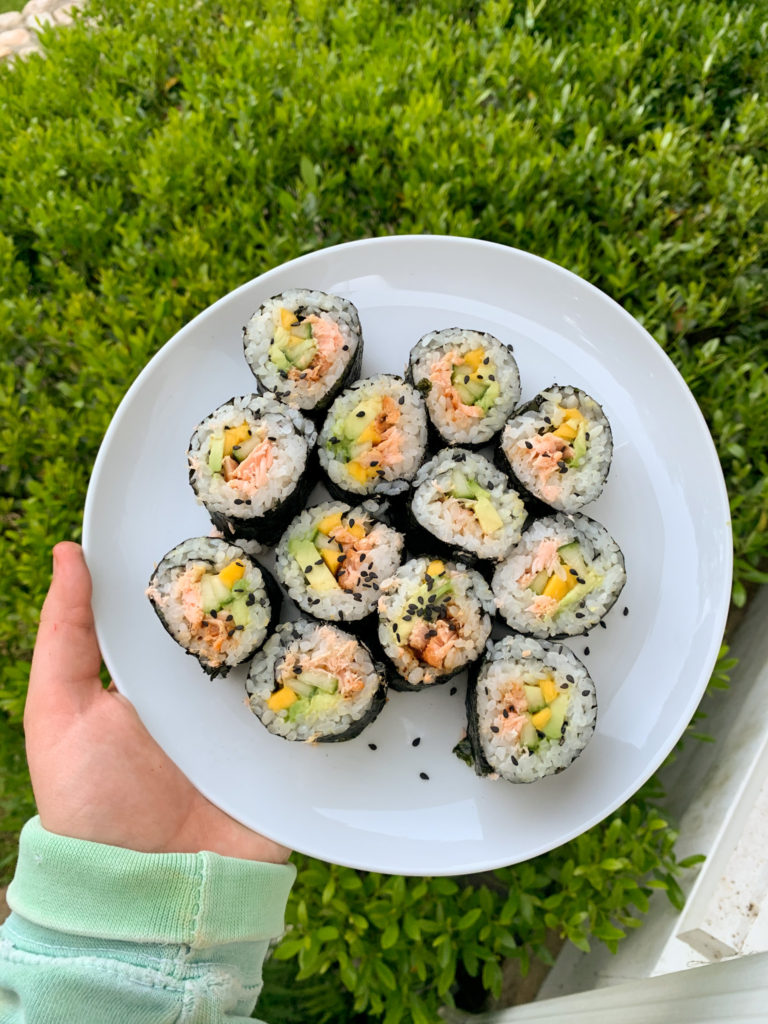 Homemade Gluten Free Salmon Sushi And Poke Bowls