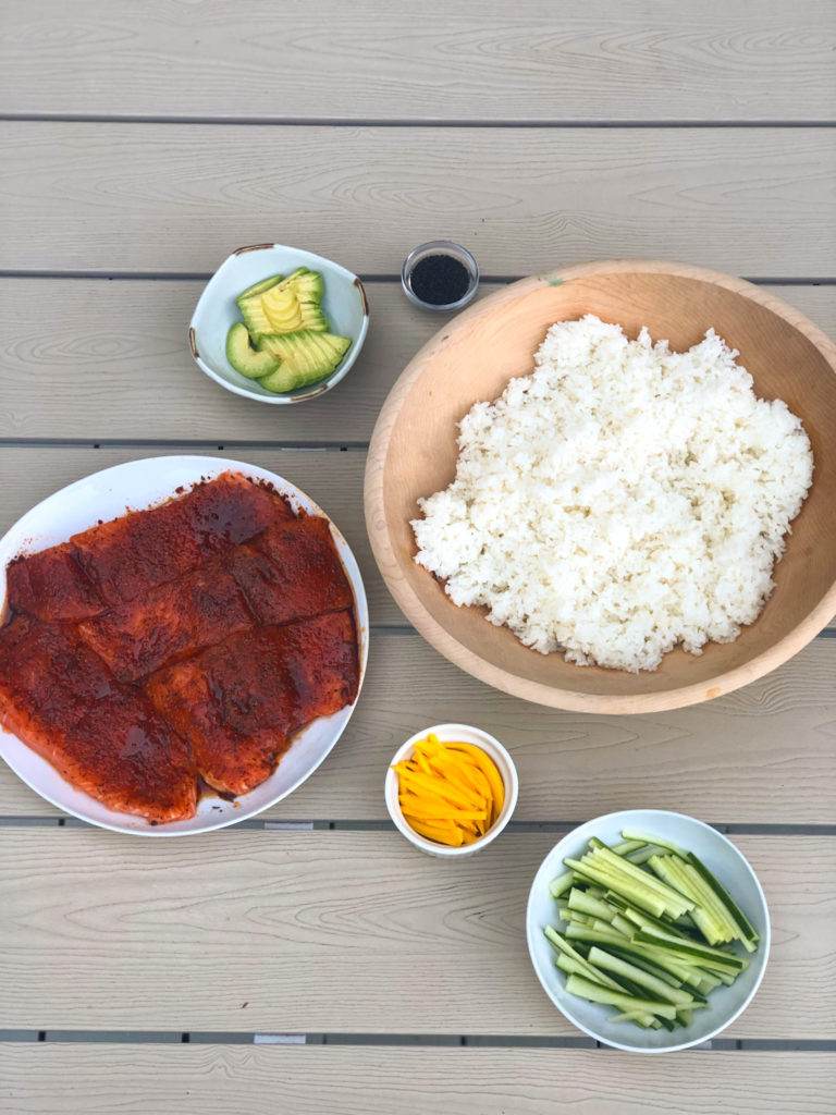 Homemade Gluten Free Salmon Sushi And Poke Bowls